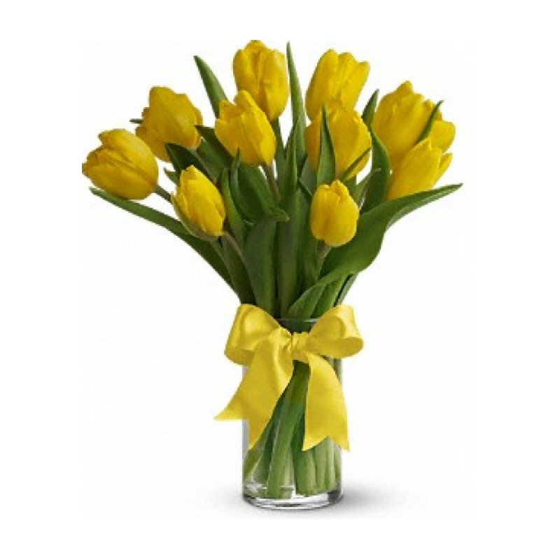 Tulipanes amarillos en Florero